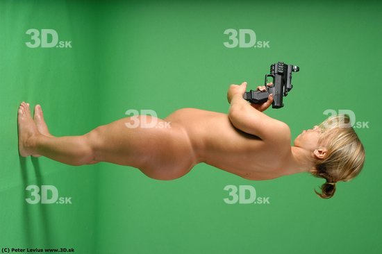 Whole Body Woman Pose with pistol Fighting poses Nude Average Fighting Studio photo references