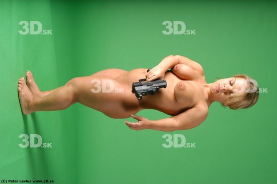 Whole Body Woman Pose with pistol Fighting poses Nude Average Fighting Studio photo references