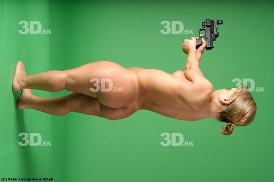 Whole Body Woman Pose with pistol Nude Average Fighting Studio photo references