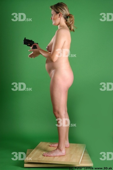 Whole Body Woman Pose with pistol White Nude Pregnant