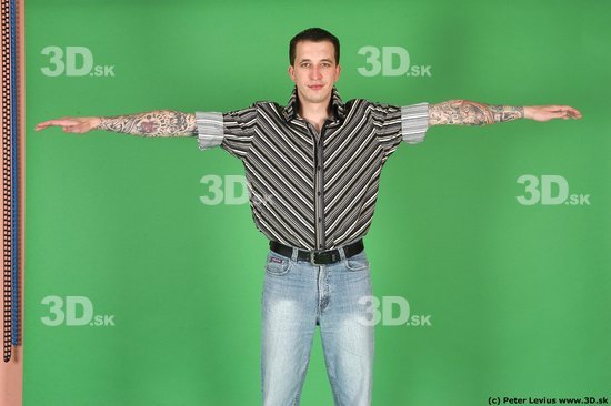 Man White Tattoo Underweight Male Studio Poses