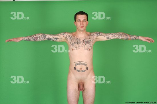 Man White Tattoo Underweight Male Studio Poses