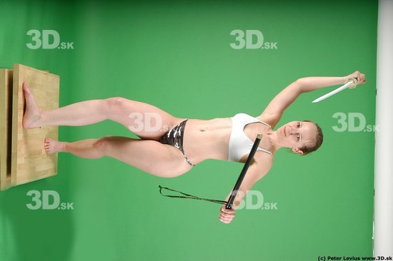 Whole Body Woman Pose with sword White Underwear Average