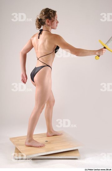 Whole Body Woman Pose with sword Underwear Muscular Studio photo references