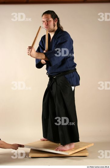 Whole Body Phonemes Man Pose with sword White Hairy Historical Average Male Studio Poses