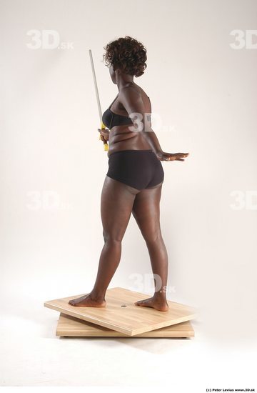 Whole Body Woman Pose with sword Black Underwear Chubby