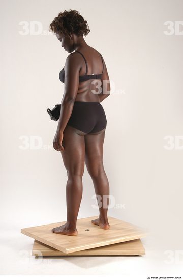 Whole Body Woman Pose with pistol Black Underwear Chubby