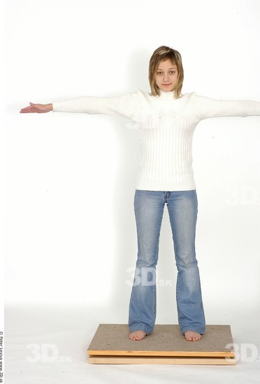 Whole Body Woman T poses Casual Slim Studio photo references