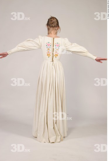 Whole Body Woman T poses White Historical Slim Costume photo references