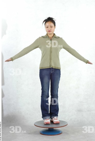 Whole Body Woman Asian Casual Chubby Studio photo references