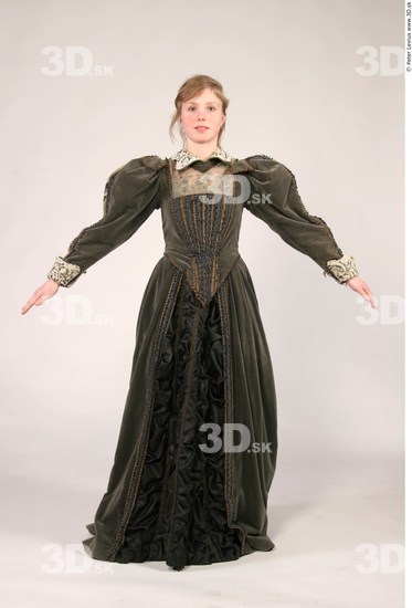 Whole Body Woman White Historical Slim Costume photo references