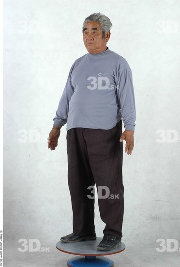 Whole Body Man Asian Casual Overweight Studio photo references