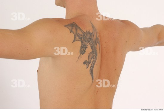 Whole Body Back Man Tattoo Nude Athletic Studio photo references