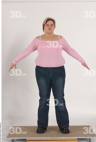 Whole Body Woman Casual Overweight Studio photo references