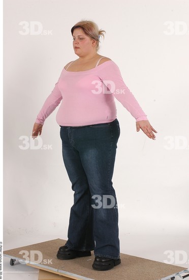 Whole Body Woman Casual Overweight Studio photo references