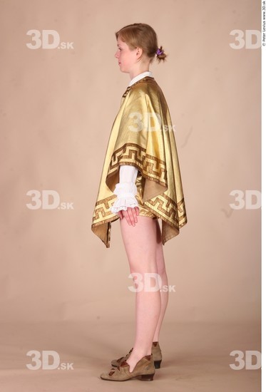Whole Body Woman T poses White Historical Slim Costume photo references