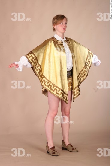 Whole Body Woman T poses White Historical Slim Costume photo references