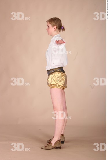 Whole Body Woman T poses White Historical Slim Costume photo references