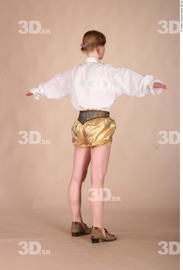 Whole Body Woman T poses White Historical Slim Costume photo references