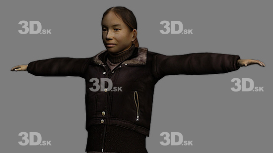 Whole Body Woman T poses Asian Casual 3D Models