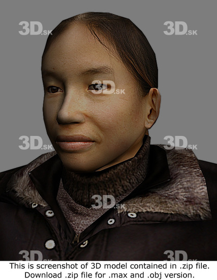 Head Woman T poses Asian 3D Models