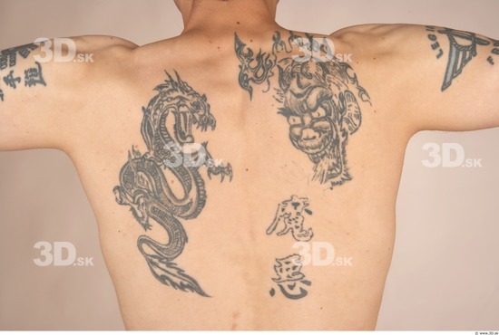 Whole Body Back Man Tattoo Nude Slim Studio photo references