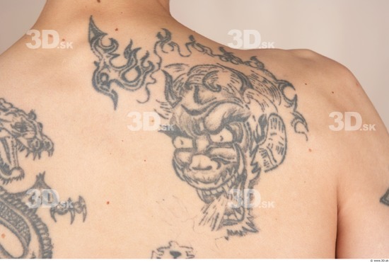 Whole Body Back Man Tattoo Nude Slim Studio photo references