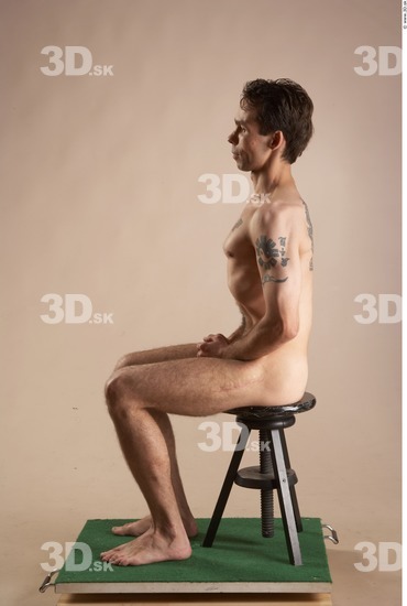 Whole Body Man Artistic poses White Tattoo Nude Slim