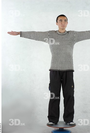 Whole Body Man T poses Asian Casual Slim Studio photo references