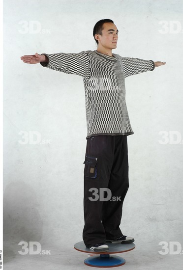 Whole Body Man T poses Asian Casual Slim Studio photo references