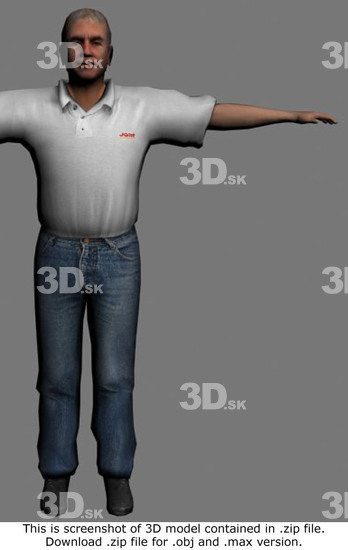 Whole Body Man White Casual Average 3D Models