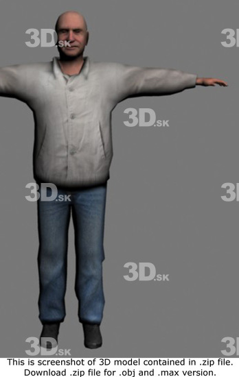 Whole Body Man White Casual Average 3D Models