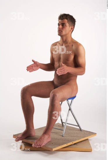 Whole Body Man Artistic poses White Nude Athletic