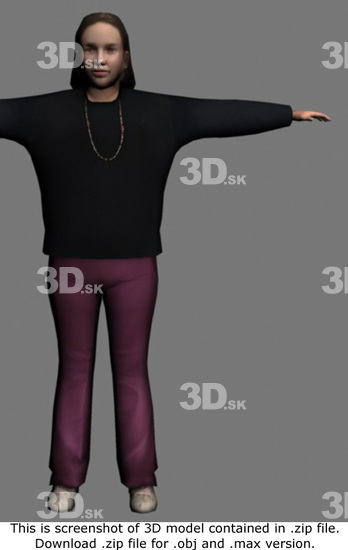 Whole Body Woman White Casual Average 3D Models