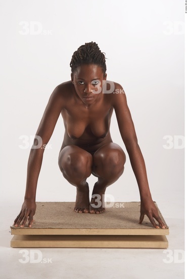 Whole Body Phonemes Woman Black Nude Slim Studio photo references