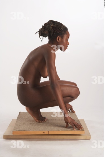 Whole Body Phonemes Woman Black Nude Slim Studio photo references