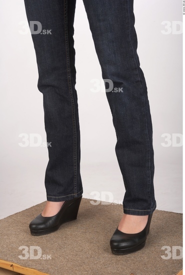 Calf Whole Body Woman Casual Jeans Slim Studio photo references