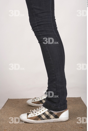 Calf Whole Body Woman Casual Jeans Slim Studio photo references