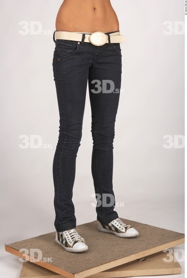 Leg Whole Body Woman Casual Jeans Slim Studio photo references