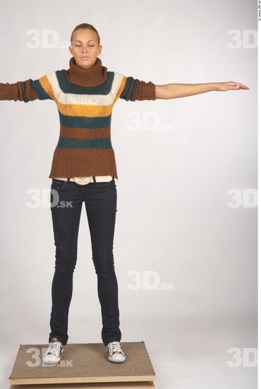 Whole Body Woman T poses Casual Slim Studio photo references