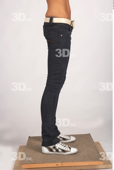 Leg Whole Body Woman Casual Jeans Slim Studio photo references