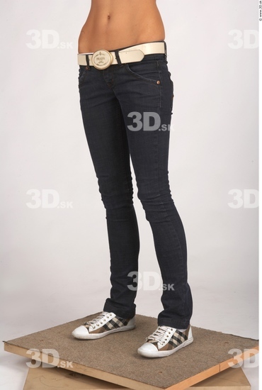 Leg Whole Body Woman Casual Jeans Slim Studio photo references