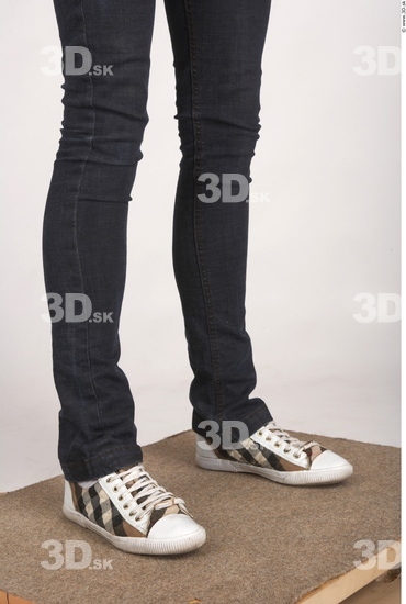 Calf Whole Body Woman Casual Jeans Slim Studio photo references