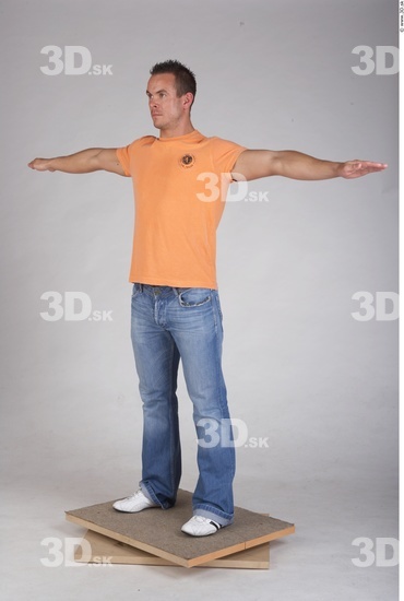 Whole Body Man T poses Casual Muscular Studio photo references