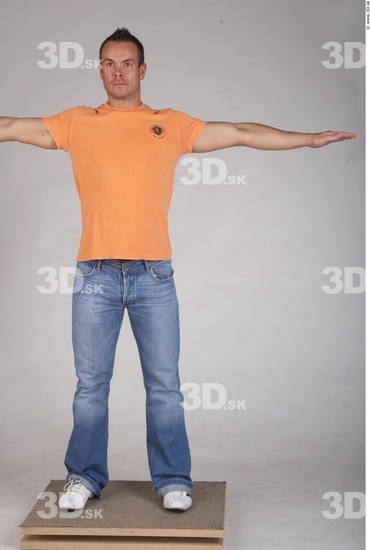 Whole Body Man T poses Casual Muscular Studio photo references