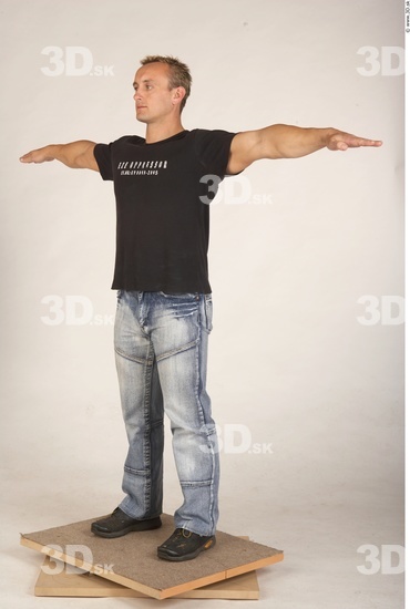 Whole Body Man T poses Casual Muscular Studio photo references