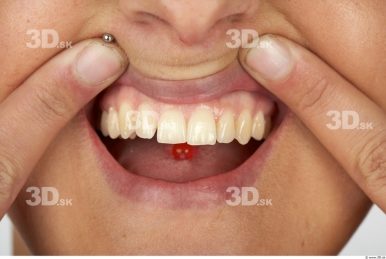 Whole Body Teeth Woman Slim Studio photo references