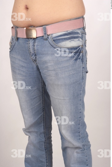 Thigh Whole Body Woman Casual Jeans Overweight Studio photo references