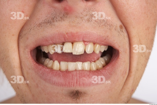 Whole Body Teeth Man Slim Studio photo references