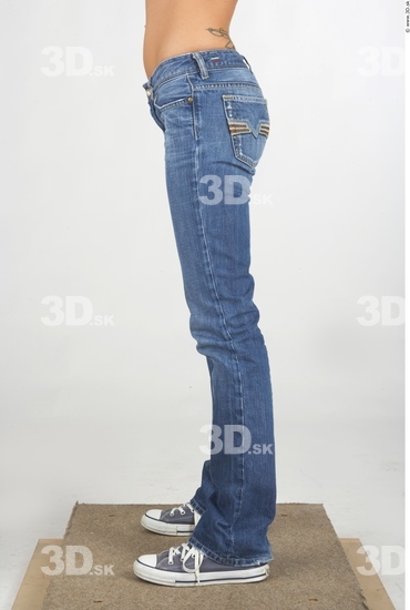 Leg Whole Body Woman Casual Jeans Slim Studio photo references